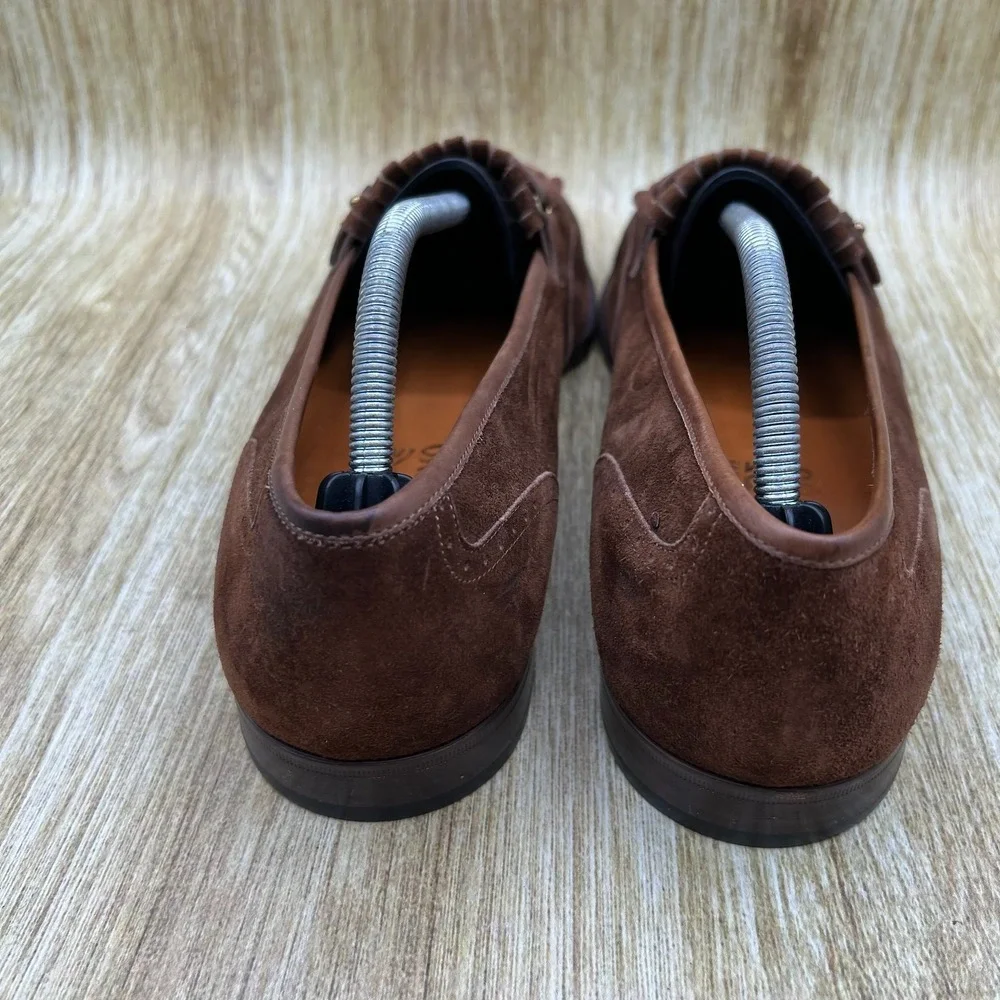 Salvatore Ferragamo Loafers Men's Size 11.5 D Brown Suede Kiltie Wingtip Casual